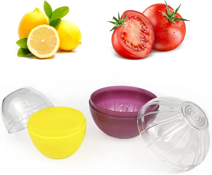 Fruit and Vegetable Shaped Savers Storage Containers for Fridge Vegetable | Magicaleast Onion Tomato Lemon Green Pepper and Garlic Containers - Image 2