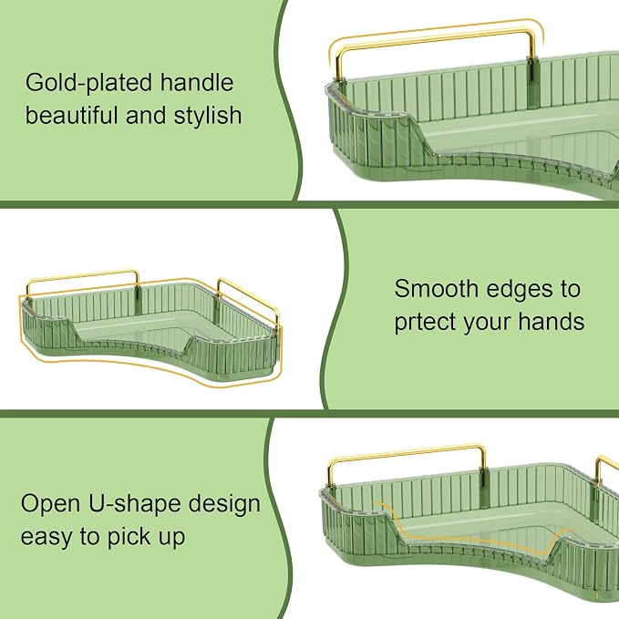 GTI 3-Tier Corner Bathroom Counter Organizer, Large Capacity Makeup Organizer Countertop, Perfume Cosmetics Skincare Vanity Organizers, Exquisite Countertop Storage for Women (Green) - Image 5
