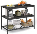 VASAGLE Kitchen Island with 3 Shelves, Storage Cabinet, Steel Structure | Kitchen Shelf with Large Wooden Worktop, 47.2 Inches Width, Gray Oak and Matte Black, BARNET Collection UKKI001B42 by Unknown