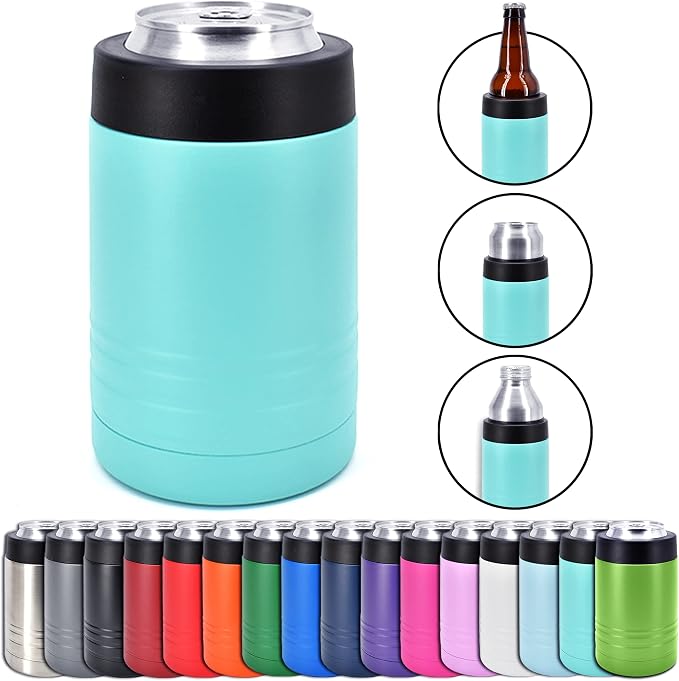 Clear Water Home Goods 4-in-1 12 oz Can Cooler Teal | Double Wall Vacuum Insulated 18/8 Stainless Steel, Fits 12 oz Cans & Bottles and 16 oz Cans, Powder Coated Finish by ClearWaterHomeGoods