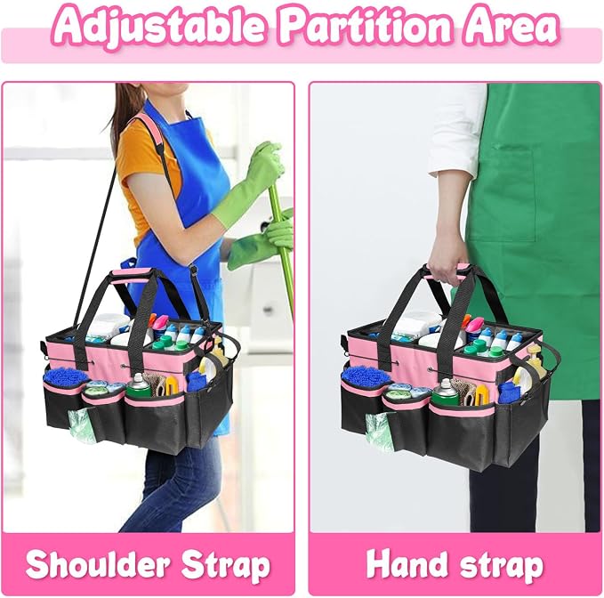 Large Cleaning Caddy Bag-Wearable, Waterproof, Heavy, Duty | Waterproof with 4 detachable dividers, adjustable shoulder strap & waist belt. Multi-compartment. Heavy-duty for home/car. - Image 6