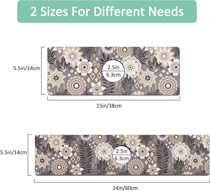 Kitchen Sink Splash Guard Faucet Mat 24" X 5.5" Boho Floral Absorbent Fast Drying Mat Faucet Draining Mat Sink Splash Guard Behind Faucet Drip Catcher for Kitchen Bathroom - Image 2