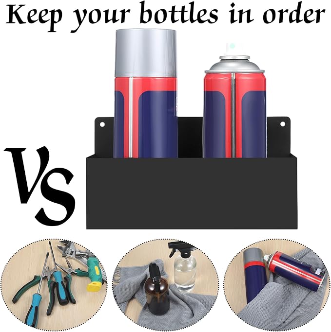 Gisafai 2 Pcs Magnetic Aerosol Spray Can Holder Heavy Duty Magnet Toolbox Bottle Holder Easy Install Spray Can Organizer Wall Mounted Bottle Rack for Garage(8.27 x 3.15 x 4.33 Inch,Black) - Image 3