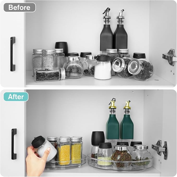 Puricon 2 Pack Lazy Susan Clear Organizer for Cabinet Pantry Storage, 11.5" | Rotating Tray for Fridge Bathroom Living Room Kitchen Spice Rack Organization, Acrylic Turntable for Cosmetics Perfumes - Image 6
