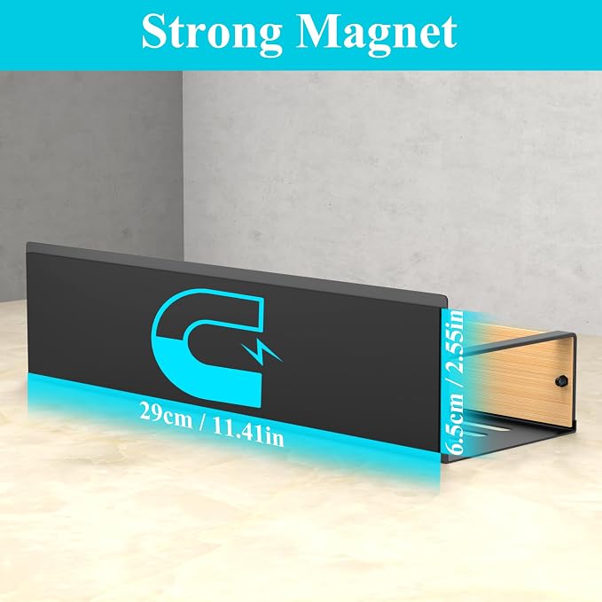 Metal Magnetic Spice Rack for Refrigerator Wood, 2 Pack | Magnetic Shelves Heavy Duty for Fridge in Kitchen, Seasoning Storage Organizer, For Oven Washer and Dryer, For Heavier Items - Image 2