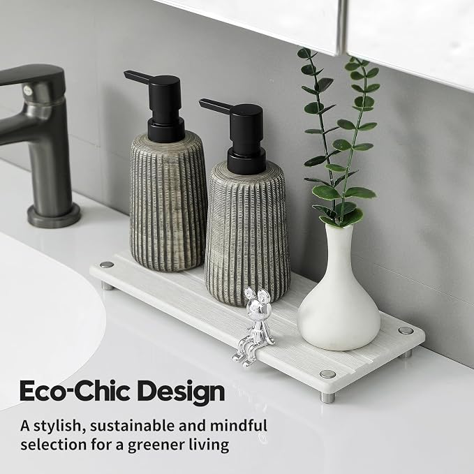 Instant Dry Sink Caddy Kitchen Sink Organizer, Quick Drying Stone Tray Diatomite Sponge Holder Soap Dish, Bathroom Countertop Fast Dry Water Absorbing Vanity Rack, Beige,12" x 5" - Image 6