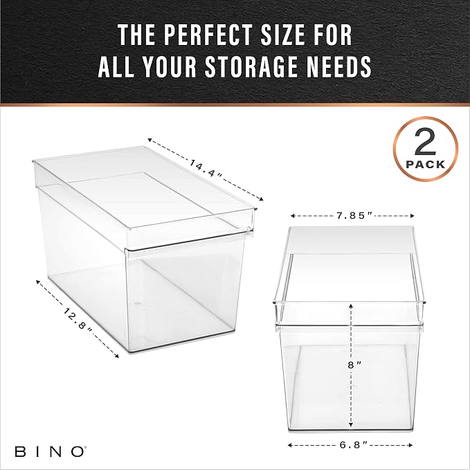 BINO | Plastic Storage Bins, Large - Deep | THE HANDLER COLLECTION | Multipurpose Organizer Bins | Kitchen Pantry Organizers and Storage | Clear Containers for Organizing Home | Freezer Organizer - Image 3