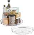 SUOXING 2 Pack Rotating Small Lazy Susan Turntable for Cabinet,9.5 Inch Clear Acrylic Spice Rack,Turntable Organizer for Refrigerator,Kitchen,Pantry and Vanity Makeup,Bathroom Countertop Organizer by SuoxingStorage