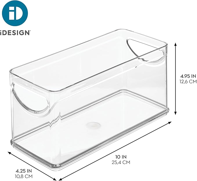 iDesign Narrow Pantry Bin with Handles, Set of 4, Clear | For Kitchen Cabinets or Fridge, Made in USA - Image 4