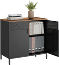SONGMICS Storage Cabinet, Sideboard with Adjustable Shelves | 31.5-Inch Metal Cabinet, Magnetic Closure, Steel Frame, Black, BRAVON Collection ULSC102B01 by Unknown