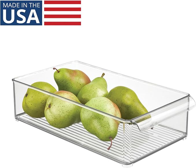 iDesign Stackable Fridge Storage Bin, Clear | Front Handle, Made in USA - Image 2