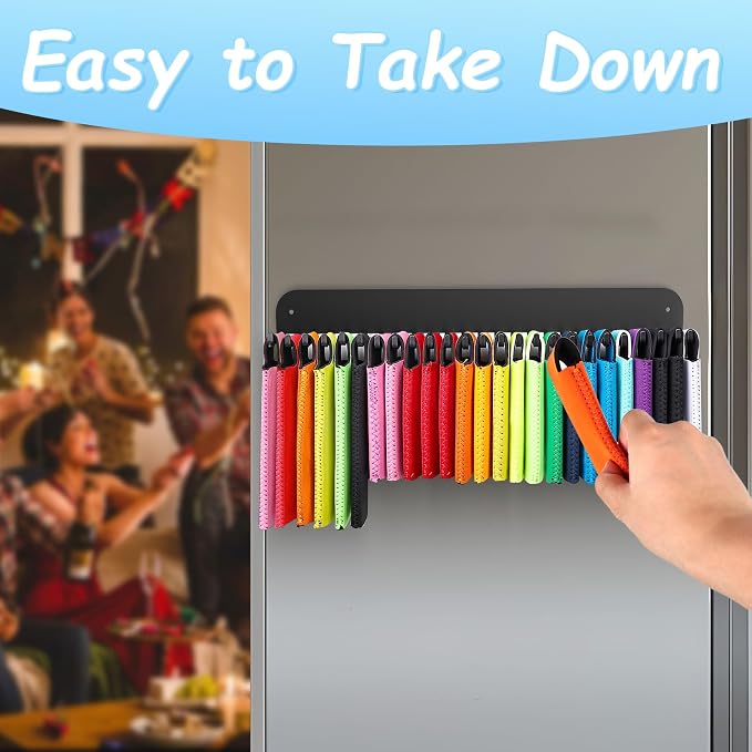 RESOVO 2 Pack Can Cooler Sleeves Holder Magnetic for Fridge, Beer Sleeves Dispenser Organizer for Storage w/ 25 Hooks, with Screws for Wall Mounted, for Holidays Wedding Party - Image 4