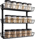 SWOMMOLY Wall Mount Spice Rack Organizer, 3-Tier Adjustable Dual-Use Shelf | Hanging Spice Rack Organizer, Kitchen Pantry Cabinet Storage Holder for Spices, Mason Jars, Bottles & Cans, Black by SWOMMOLY