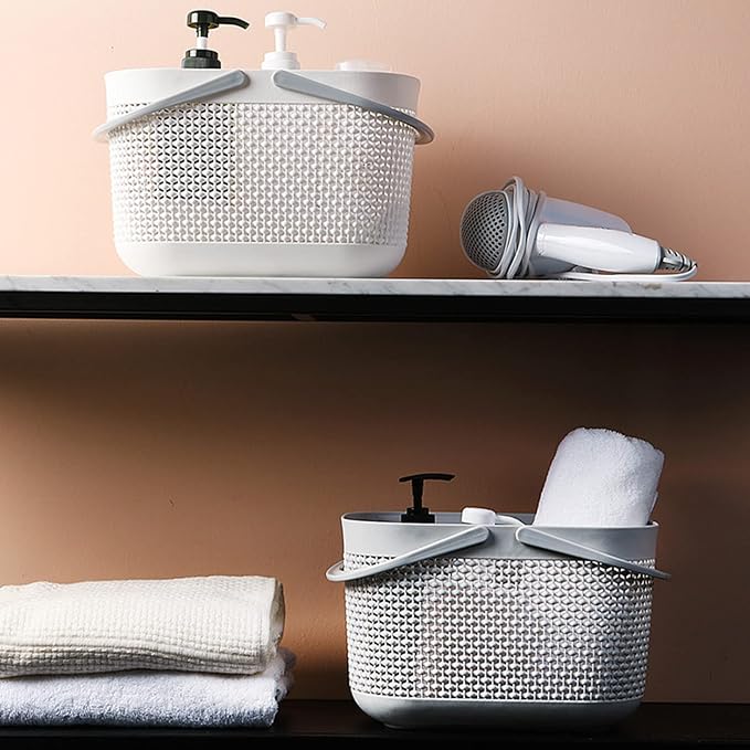 Plastic Portable Shower Caddy Basket, Storage Organizer, Grey, 2 Pack | Bottom Drain Holes, Keep Dry, Sturdy and Durable, Easy to Carry for Bathroom, Kitchen, Dorm Room, RV, College - Image 6