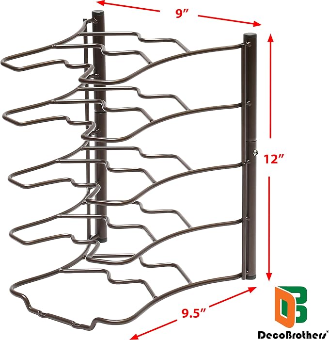 Deco Brothers Pan Organizer Rack for Kitchen Cabinet and Counter, Bronze - Image 2