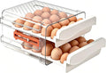 Sooyee Egg Holder for Fridge, Clear, 2 Drawers 40 Eggs | Eggs Organizer for Refrigerator,Space-Saving Egg Container, Clear Acrliy 2-Tier Egg Tray Storage for Kitchen by Sooyee
