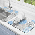 Dish Drying Mat for Kitchen Counter Matt, 2PCS 23"x15" Dish Drainer Mat & 24"x5.5" Sink Splash Guard, Super Absorbent Non-slip Rubber Backed by Kuyig+Home