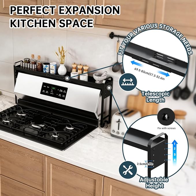 Over The Sink Shelf & Window Plant Shelf, Expandable Kitchen Organization | Adjustable in Height & Length, Multi-Purpose Storage Rack, For Stove, Bathroom, Study - Image 3