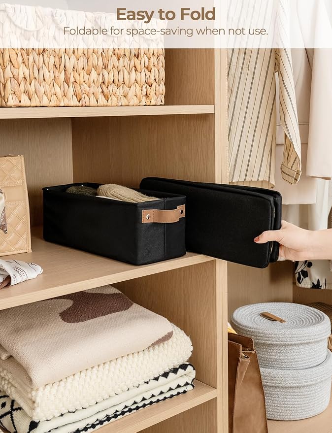StorageWorks Narrow Storage Bins, Toilet Paper Storage, Black, 2-Pack | With Metal Frame, Reinforced PU Handles, Sturdy Structure, For Bathroom, Closet, Shelf, Storage Makeup, Socks, Underwear - Image 4