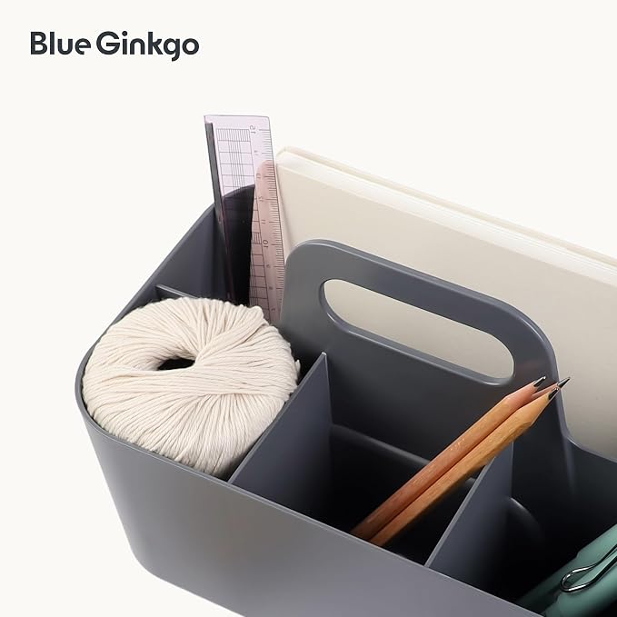 BLUE GINKGO Stackable Organizer Caddy, Rectangle, Dark Grey, Made in Korea | Portable. Adjustable. Home, Office & School Storage. - Image 7