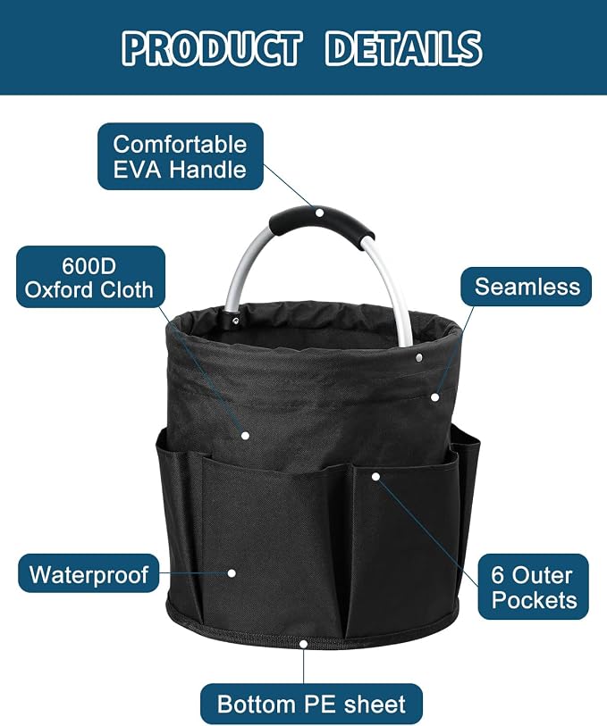 RAYBIN 17L Cleaning Caddy for Cleaning Supplies, Foldable Cleaner Basket | Housekeeping Products Organizer with Handle, Portable Large Storage Bucket for Home, Garden, Outdoor, Camping - Image 5