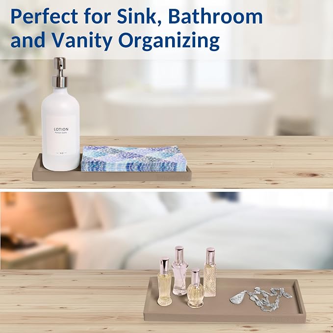 Silicone Countertop & Vanity Tray – 11.7” Bathroom Counter Tray | Bathroom Tray, Bathroom Tray Countertop, Tray for Bathroom Counter, Silicone Kitchen Tray for Counter & Countertop Organizer - Image 7