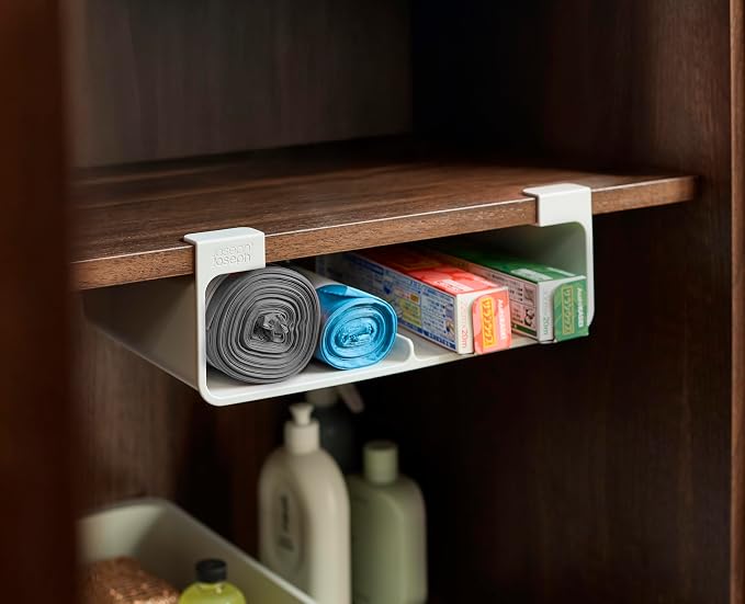 Joseph Joseph CupboardStore Under-Shelf Film, Foil, and Bag Organizer – Space-Saving Kitchen Storage, Made from Recycled Plastic - Image 3