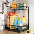 Under Sink Organizer, 1-Pack L-Shaped Metal Pull-Out Drawers for Kitchen | Cabinet Organizer Height Adjustable Heavy Duty Metal 2-Tier Storage Fits Beside Common Pipes for Bathroom Pantry by Fabutier