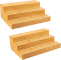 Bamboo Spice Rack Organizer for Cabinet 2 Pack - 3 Tier Countertop Step Shelf, Seasoning Storage Stand for Kitchen Pantry, Spice Holder for Jars Bottles Cans (Natural) by MillTu