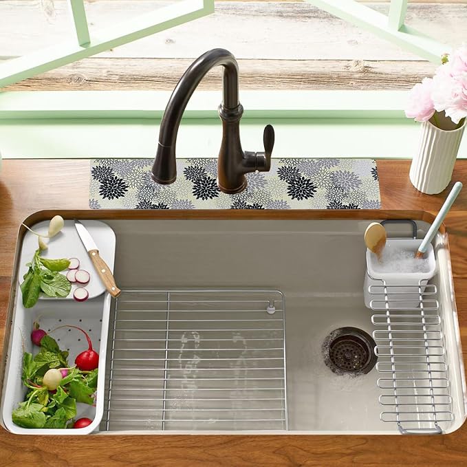 Sink Faucet Absorbing Mat, 2 Pack Drying Mat Around Faucet Sink Splash Guard Behind Faucet Sinkmat For Kitchen Bathroom Island Rv 24 * 5.5 Inch (60 * 14 cm) - Image 2