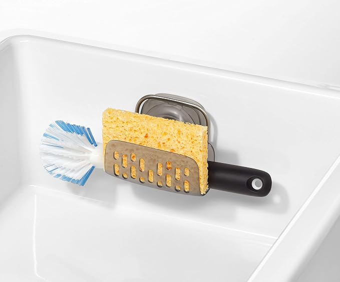 OXO Good Grips Stronghold Suction Sponge Holder | Sink Caddy, Suctions To Inside of Sink, Holds Sponges and Brushes, Ideal for Keeping Counters Neat - Image 13
