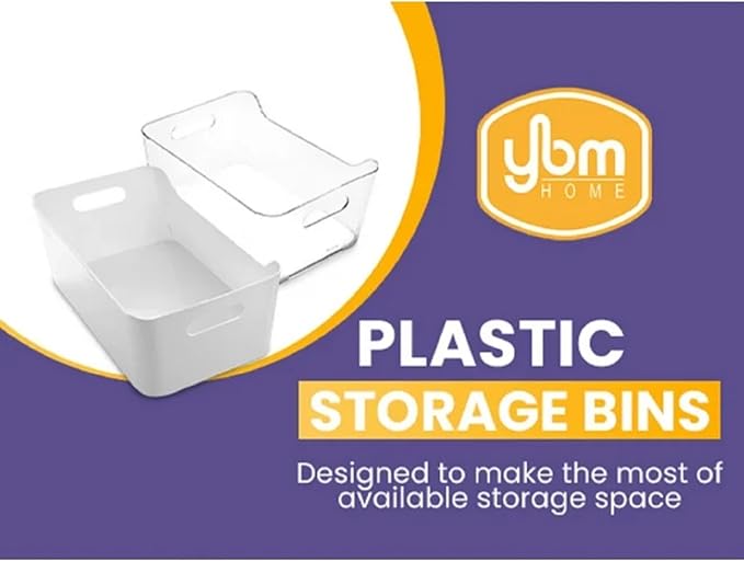 YBM HOME Storage Bins - Open Plastic Organizers and Storage Basket for Kitchen Pantry Organization, Under Sink Bathroom Storage, Toy Baskets, Food Storage Box Containers (Small - Clear 2 Packs) - Image 5