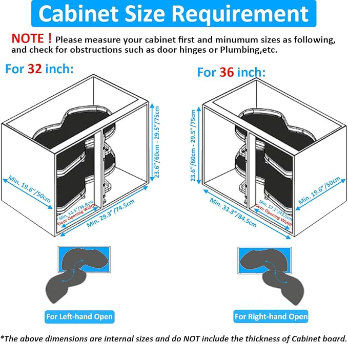 HANKEY Swing Right Blind Corner Cabinet Pull Out Organizer 2-Tier Slide Out Kitchen Organizers and Storage with Soft Close, Kitchen Cabinet Lazy Susan Organizer for Cabinet 36inch, Right Open - Image 2