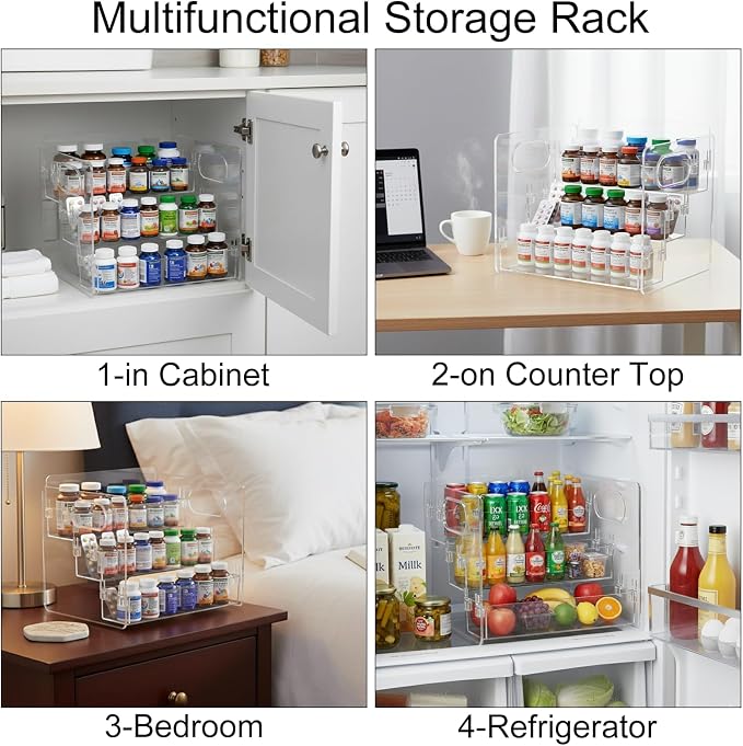 3-Tier Vitamin Storage Organizer, Organizer For Vitamin Bottles And Medicine Bottle, Vitamin Bottle Organizer For Countertop, Bathroom Cabinet Storage Items Are Clearly Visible (2item) - Image 6