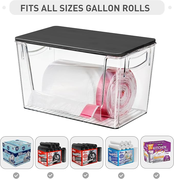Heyuzb Pantry Organizers Storage, 2 Pack Large Clear Storage Bins with Bamboo Lids for Onion, Potato, Garlic, Canned Food, Organizer Bins for Under Sink, Kitchen, Countertop, Bathroom - Image 3