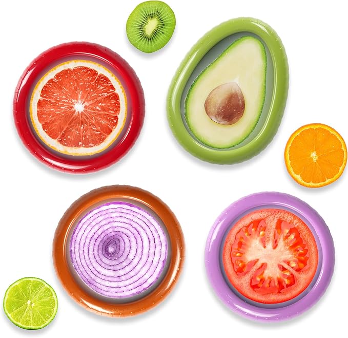 Avocado Saver and onion storage - Set of 4 Preventing Food Flavor Skewering Reusable Storage Containers for Fridge -Ideal for Garlic, Onions, Lemons, and Potatoes by BAOKUA