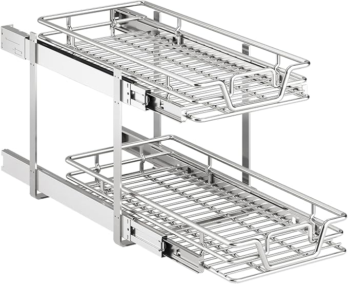 2-Tier Kitchen Cabinet,Pull Out Cabinet Organizer,Shelf and Drawer Organizer Slide Out Pantry Storaqe Basket in Multiple Sizes (12" W x21 D) by Unknown