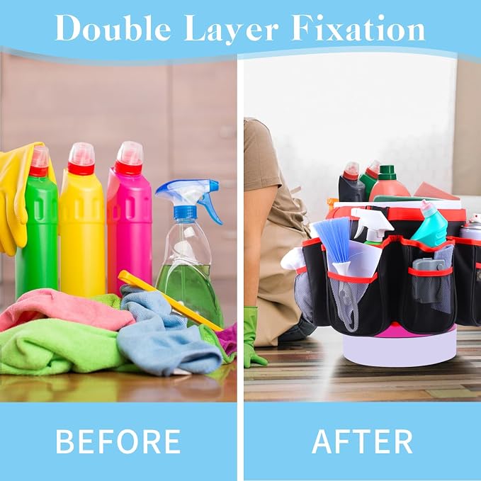 Portable Bucket Cleaning Tool Organizer,5 Gallon Bucket Holder | Home Cleaning Supplies,Foldable Wash Tool Caddy Organizer More Mesh Pockets for Housekeeping,Easy to Use - Image 5