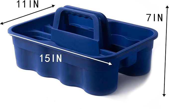 Matthew 3 Pack Large Plastic Tote Tool & Deluxe Supply Cleaning Caddy with Handle Portable Shower Basket Storage Caddy for Cleaning Products,Take-Out Drink,Bathrooms - Blue - Image 2
