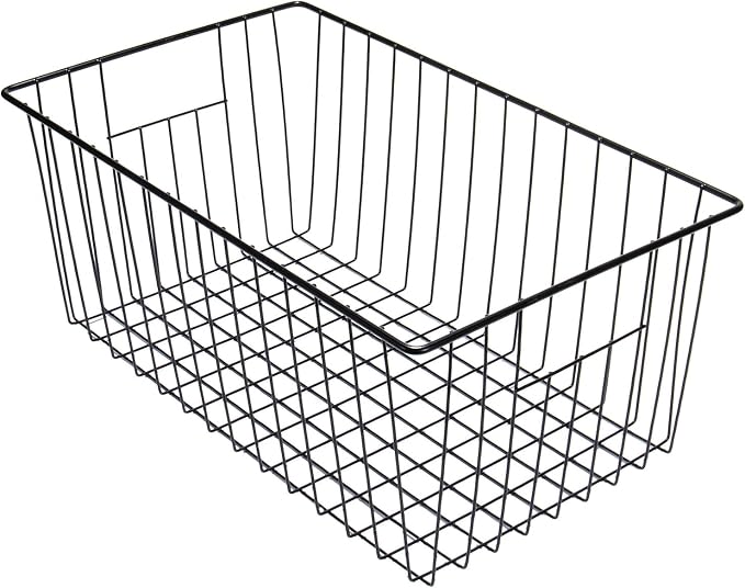 16" L x 12" W Wider Freezer Storage Organizer Baskets Container, Metal Wire Chest Upright Refrigerator Divider Bins with Built-in Handles for Cabinet, Pantry, Closet, Kitchen, Black - Image 5