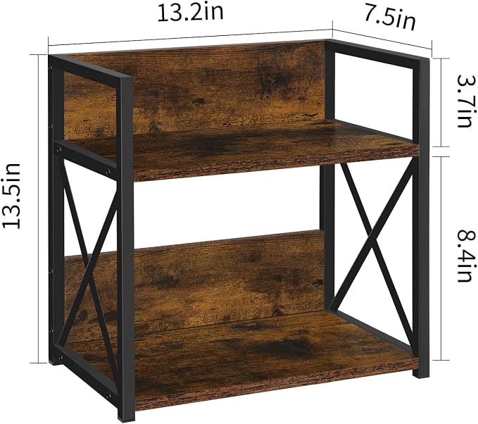 YINMIT Countertop Shelf Organizer,Coffee Bar Accessories,Spice Rack,Coffee Counter Shelf,2 Tier Coffee Organizer Station for Mugs,Cups,Cream,Syrup(Rustic Brown, Medium) - Image 3