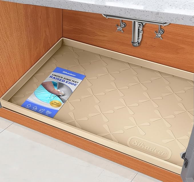 Waterproof Under Sink Mat Silicone 40"x19", Kitchen Cabinet Liner | BPA-Free Silicone Mat with Raised Lip Protects Cabinets from Leaks, Versatile Home Organizer for Bathroom, Pets, Boots, Floor by SIKADEER