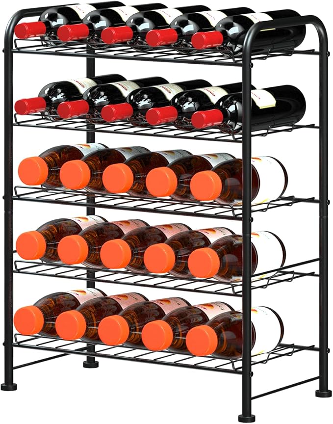OYEAL Plastic Water Bottle Storage Rack 5 Tier Bottled Water Holder Organizer Freestanding Floor Small Beverage Soda Drink Stand Shelf for Kitchen Pantry Can Storage, Hold 30 Bottles, Black - Image 4