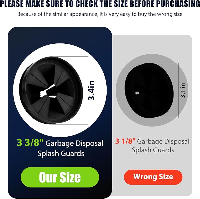 3 3/8" Garbage Disposal Splash Guard Replacement for InSinkErator Evolution | QCB-AM rubber Drain Insert, Sink Baffle, Garbage Disposer Accessories, Upgraded Removable Quiet Collar Drain Plugs, Black - Image 2