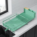 Kitsure Extendable Dish Drying Rack, 19.2"-26.7" L x 12.9" W, Green | Large Dish Rack, Multifunctional Dish Rack for Kitchen Counter, Anti-Rust Dish Drainers with Cutlery & Cup Holders by Kitsure
