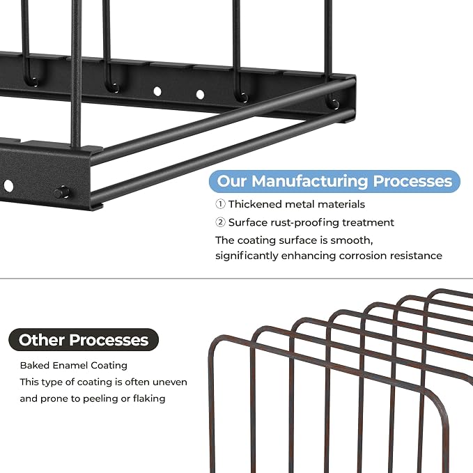 2 PC Cutting Board Organizer for Cabinet with 7 Adjustable Dividers | 7 adjustable dividers. Holds cutting boards, cookie sheets, baking trays and thin pans, Wire rack for cabinet or countertop - Image 6