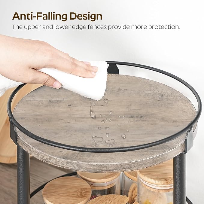 Lazy Susan Organizer, Rotating Spice Rack, 2 Tier Spice Turntable Organizer, Industrial Turntable Spice Holder, for Kitchen Countertop and Cabinet, Compact and Versatile, Greige SR22BG - Image 5