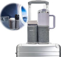 2 in 1 Luggage Cup Holder for Suitcase Airplane Drink Carrier Travel Gray | Airplane cup holder|for stanley cup|Hands Free|Coffee Beverage Organizer Gifts for Travelers by LebenHaus