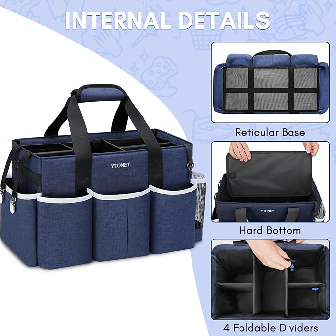 Ytonet Wearable Cleaning Caddy Bag, Large Cleaning Supplies Organizer, Blue | with 4 Foldable Dividers, Shoulder Strap&Waist Strap, Professional Cleaning Bag with Handle for Kitchen Housekeepers Cleaners - Image 3
