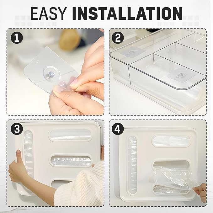 HIMUS Food Storage Bag Organizer - 4 in 1 Plastic Baggie Organizer for Drawer | Compatible with Sandwich, Snack, Gallon, Quart & Slider | Plastic Bag Organizers Kitchen Storage| Wall & Drawer Mount - Image 6